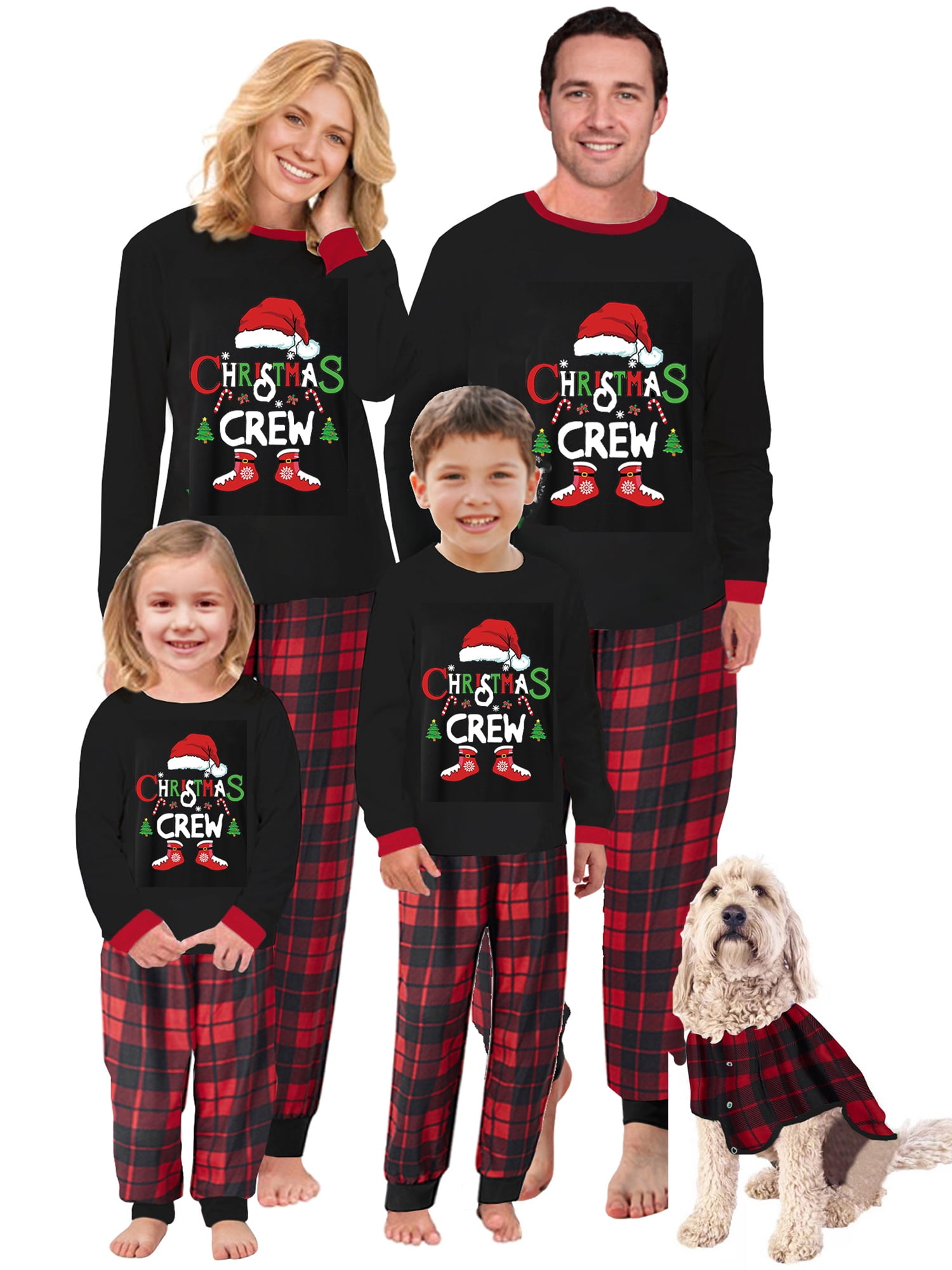 Christmas Family Pajamas Matching Sets Merry Christmas Top + Plaid