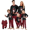 thumbnail image 1 of Christmas Family Pajamas Matching Sets, Snowflake & Gnome Pattern Long Sleeve Tees and Plaid Pants, Cozy Loungewear for Family Matching Sets, 1 of 8