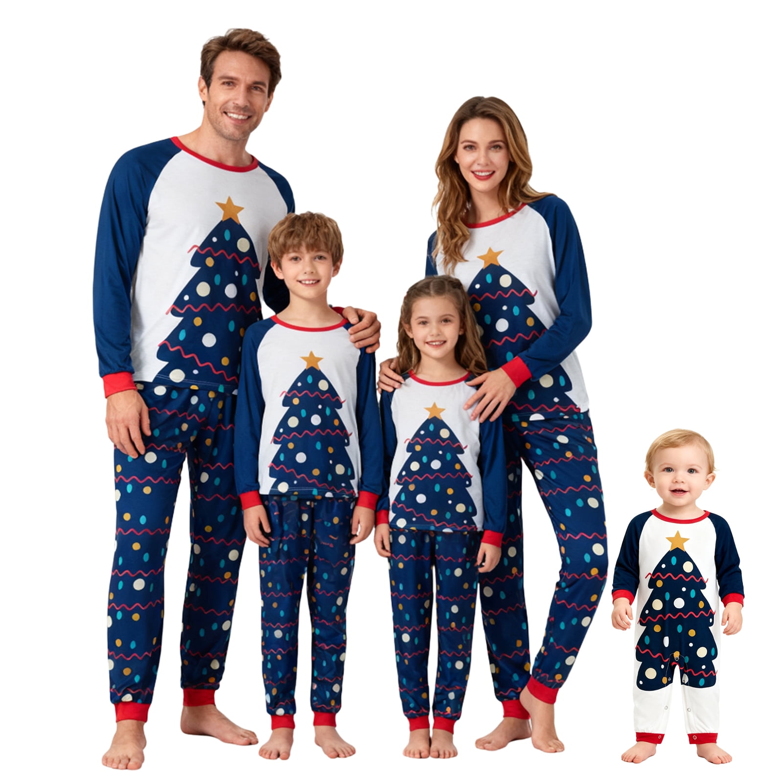 Christmas Family Pajamas Tree Print Matching Matching Sets Holiday — free download