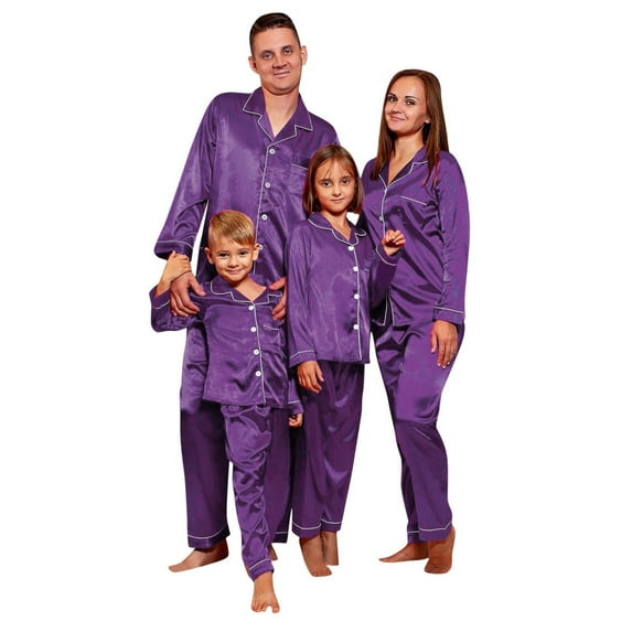 Christmas Family Pjs Silk Christmas Pjs Long Sleeve Button down Holiday Home Sleepwear Set Family Matching Outfits Kids Matching Christmas Pajamas