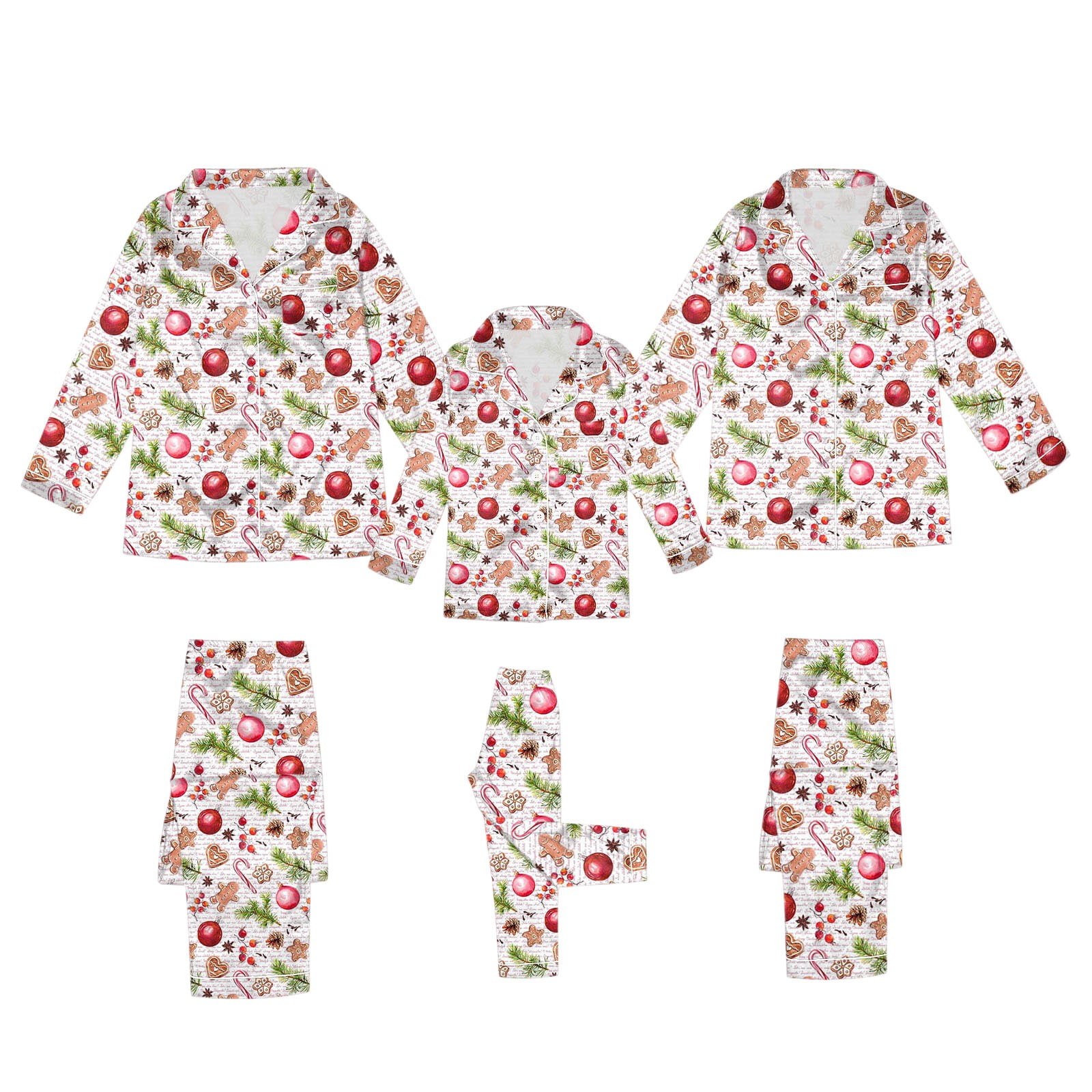 Christmas Family Silk Pajamas Matching Sets Silk Satin Shirts Pants