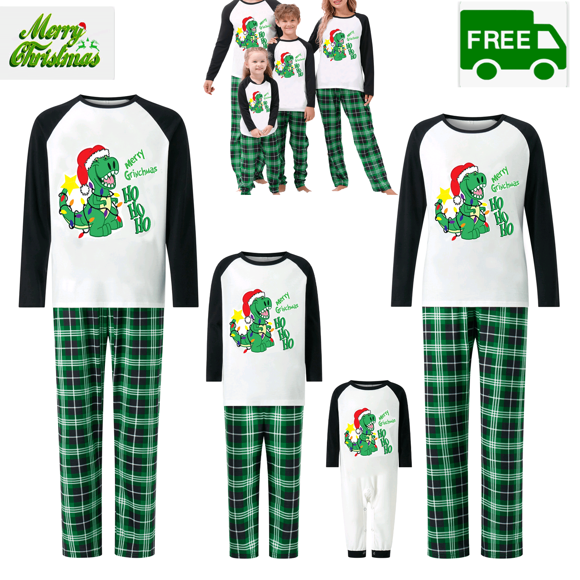 Christmas Dinosaur Pajamas 