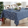 thumbnail image 1 of Christmas Fancy Navy and Silver Metallic Snowflake 60 x 144 Inch Rectangle Fabric Dining Tablecloth, 1 of 6