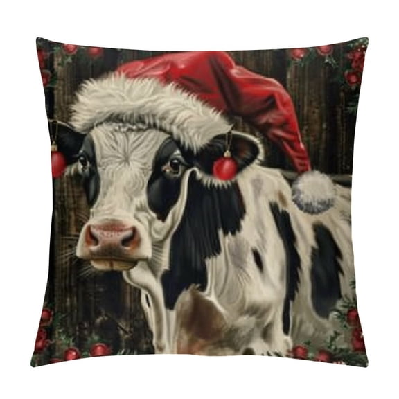 Christmas Farm Animals Throw Pillow Covers Buffalo Plaid Christmas Cow Sheep Pig Chicken Farm Pillows Decorative Farmhouse Decorations Throw Pillows Cushion Case