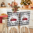thumbnail image 1 of Christmas at The Farm Chair Covers Set of 6 Xmas Truck Cow White Black Plaid Country Chair Back Covers Stretch Removable Washable Slipcovers Protector for Dining Room Kitchen Party Decor, 1 of 5