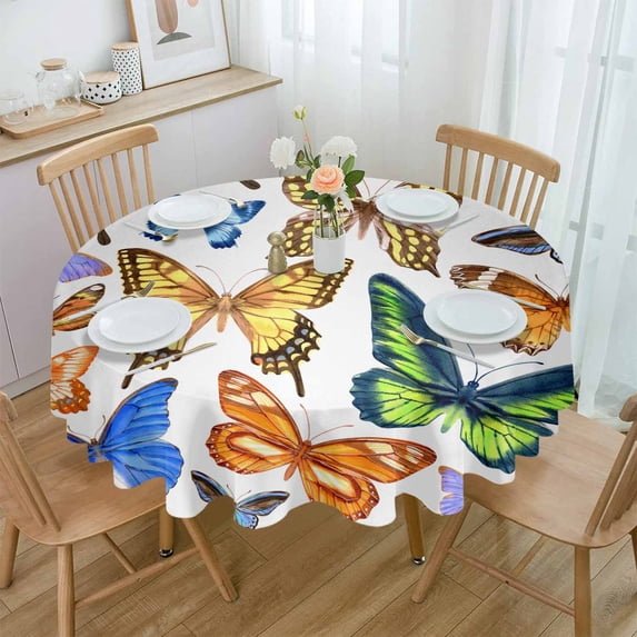 Christmas Farm Garland Stripes Round Tablecloth Waterproof Wedding Decor Table Cover Christmas Party Decorative Tablecloth