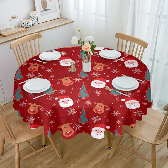 Christmas Farm Garland Stripes Round Tablecloth Waterproof Wedding Decor Table Cover Christmas Party Decorative Tablecloth
