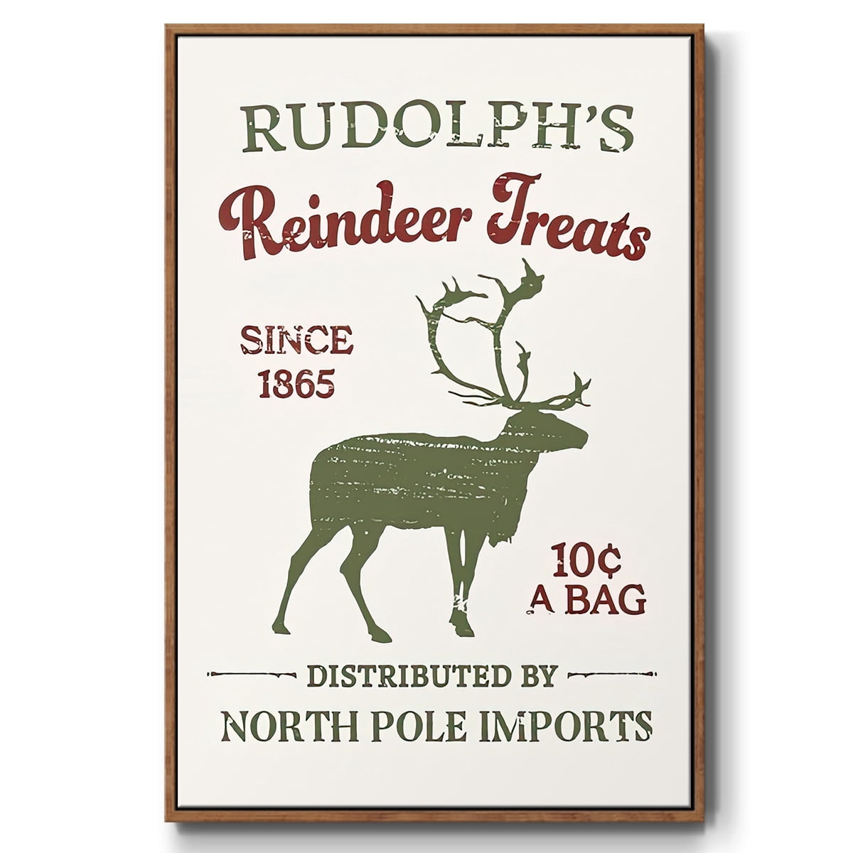 Christmas Farm Sign Collection B - Framed Gallery Wrapped Holiday Canvas - 17 x 25 - Rosewood Frame