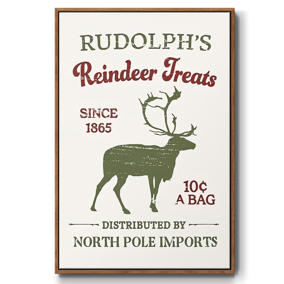Christmas Farm Sign Collection B - Framed Gallery Wrapped Holiday Canvas - 25 x 37 - Rosewood Frame