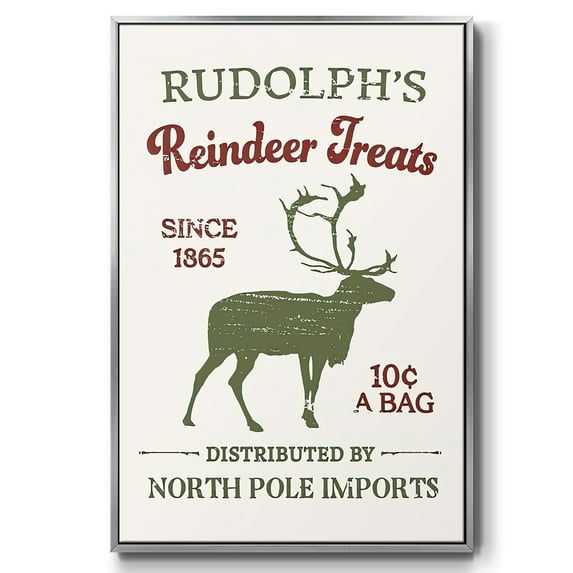 Christmas Farm Sign Collection B - Framed Gallery Wrapped Holiday Canvas - 27 x 41 - Silver Frame