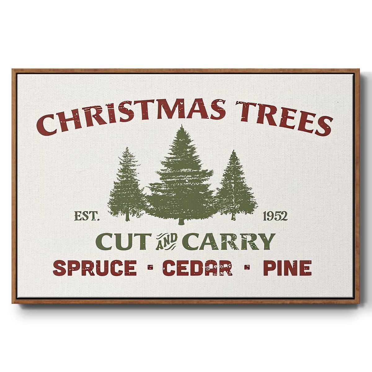 Christmas Farm Sign I - Framed Gallery Wrapped Holiday Canvas - 25 x 37 - Rosewood Frame