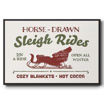 Christmas Farm Sign III - Framed Gallery Wrapped Holiday Canvas - 17 x 25 - Black Frame