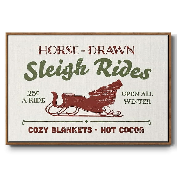 Christmas Farm Sign III - Framed Gallery Wrapped Holiday Canvas - 25 x 37 - Rosewood Frame