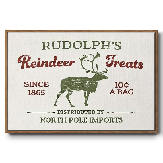 Christmas Farm Sign IV - Framed Gallery Wrapped Holiday Canvas - 27 x 41 - Rosewood Frame