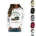 thumbnail image 1 of Christmas Farm Sweatshirts for Women 2025 Long Sleeve Crewneck Xmas Holiday Graphic Sweatshirt Pullover Tops, 1 of 5