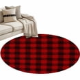 thumbnail image 1 of Christmas Farmhouse Washable Round Area Rug 3.3 ft, Classical Red Black Buffalo Plaid, Soft Non Slip Rugs Stain Repellent Indoor Felt Carpet for Living Dining Room Bedroom Home Office, 1 of 9