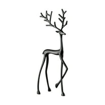 Christmas Faux Metal Deer Statue, Antique European-Style - Weather-Resistant Porch Garden Decor, Housewarming Holiday Gift