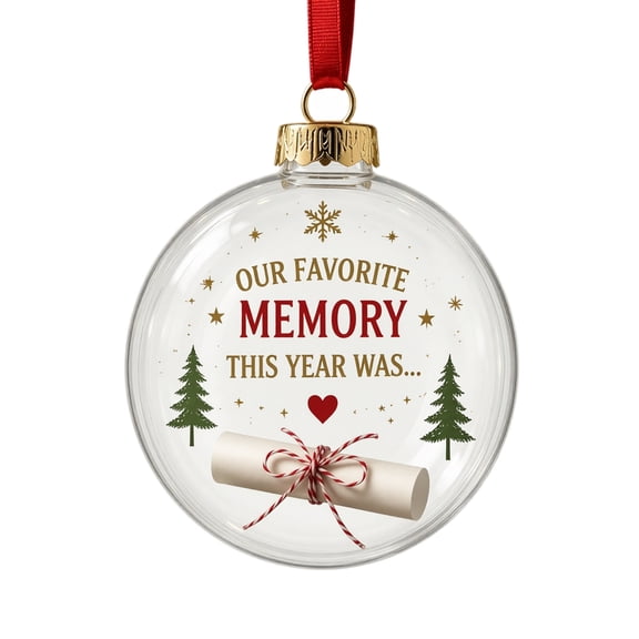 Christmas Favorite Memory Memory Ball Ornament, Plastic 3D Hanging Keepsake Decor for Tree Mantel Shelf and Seasonal Gift Display, 3.94 in