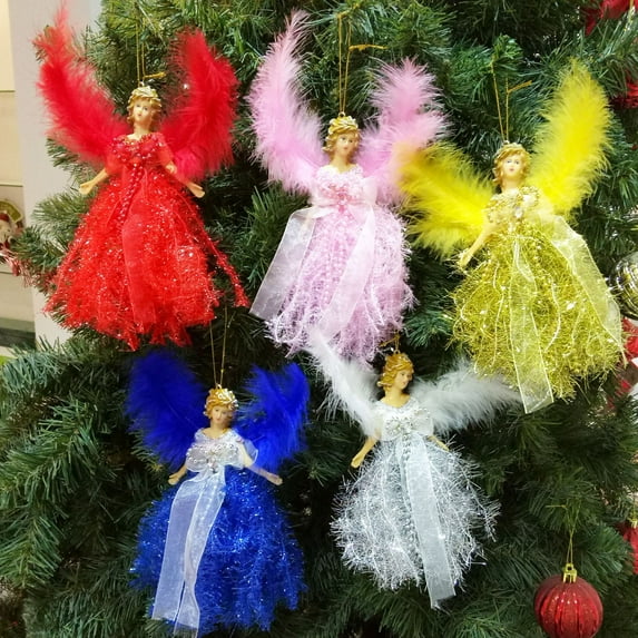 Christmas Feather Angel Doll Hanging Xmas Tree Pendants Ornaments Christmas Decoration