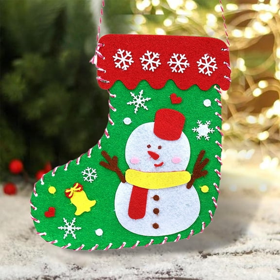Christmas Felt Crafts for Kids DIY Felt Stockings with Ornaments Snowman Sewing Sock Kits Christmas Decoration for Xmas Party (Snowman)