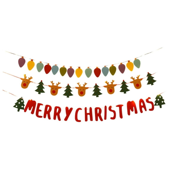 Christmas Felt Garland Banner, 74.8 in Multicolor Hanging Flag with Merry Christmas Letters, Fireplace Mantel Decoration, Festive Ornament for Tree, Windows & Party Scene Layout