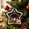 thumbnail image 1 of Christmas Felt Nativity Ornament, Star Shaped Hanging Decoration With Manger Donkey and Sheep for Christmas Tree Wall Door Window Wreath Holiday Decor, 2.36 inch B, 1 of 6