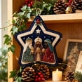 thumbnail image 1 of Christmas Felt Nativity Ornament, Star Shaped Hanging Decoration With Manger Donkey and Sheep for Christmas Tree Wall Door Window Wreath Holiday Decor, 2.36 inch D, 1 of 6