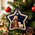 thumbnail image 1 of Christmas Felt Nativity Ornament, Star Shaped Hanging Decoration With Manger Donkey and Sheep for Christmas Tree Wall Door Window Wreath Holiday Decor, 2.36 inch E, 1 of 6