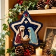 thumbnail image 1 of Christmas Felt Nativity Ornament, Star Shaped Hanging Decoration With Manger Donkey and Sheep for Christmas Tree Wall Door Window Wreath Holiday Decor, 2.36 inch A, 1 of 6