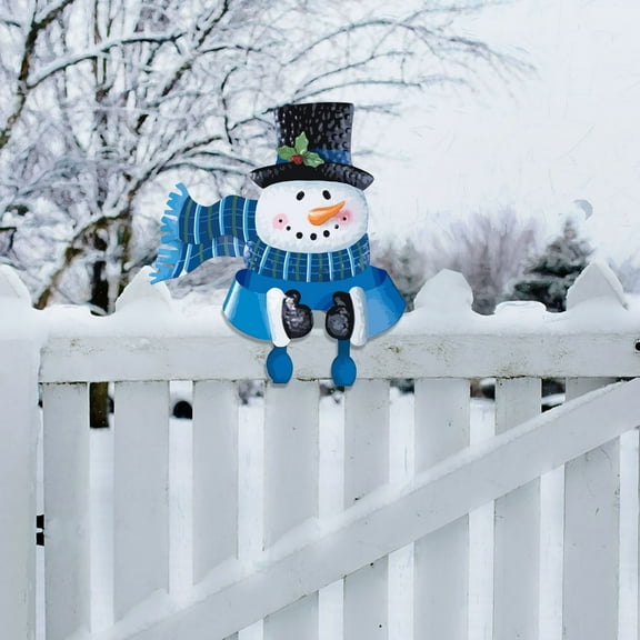 Christmas Fence Decoration,Peeking Garden Yard Snowman Decorations Outdoor Xmas DIY Cute Garden Fence Sign Ornament for Home Yard Sign Art Patio Holiday Decor(Snowman)