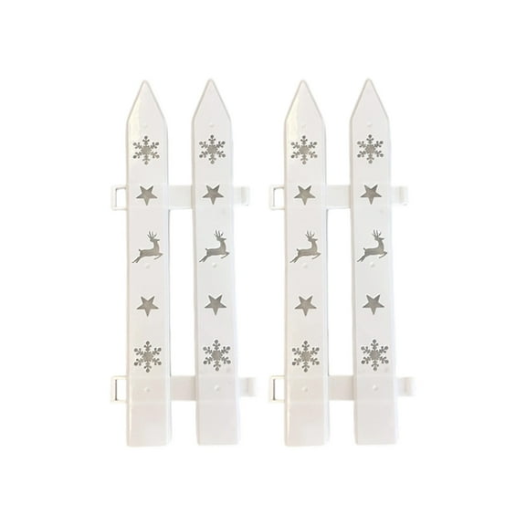 Christmas Fence Decorations with Deer, Star, and Snowflake Cut-Outs for Garden, Yard, and Holiday Display, 2 Pack White PVC Decorative Fence Panel