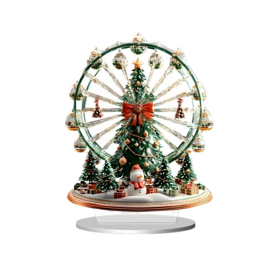 Christmas Ferris Wheel Acrylic Decorations Holiday Ornaments for Tabletop Display Festive Home Decor 2D Design 16.6x20cm