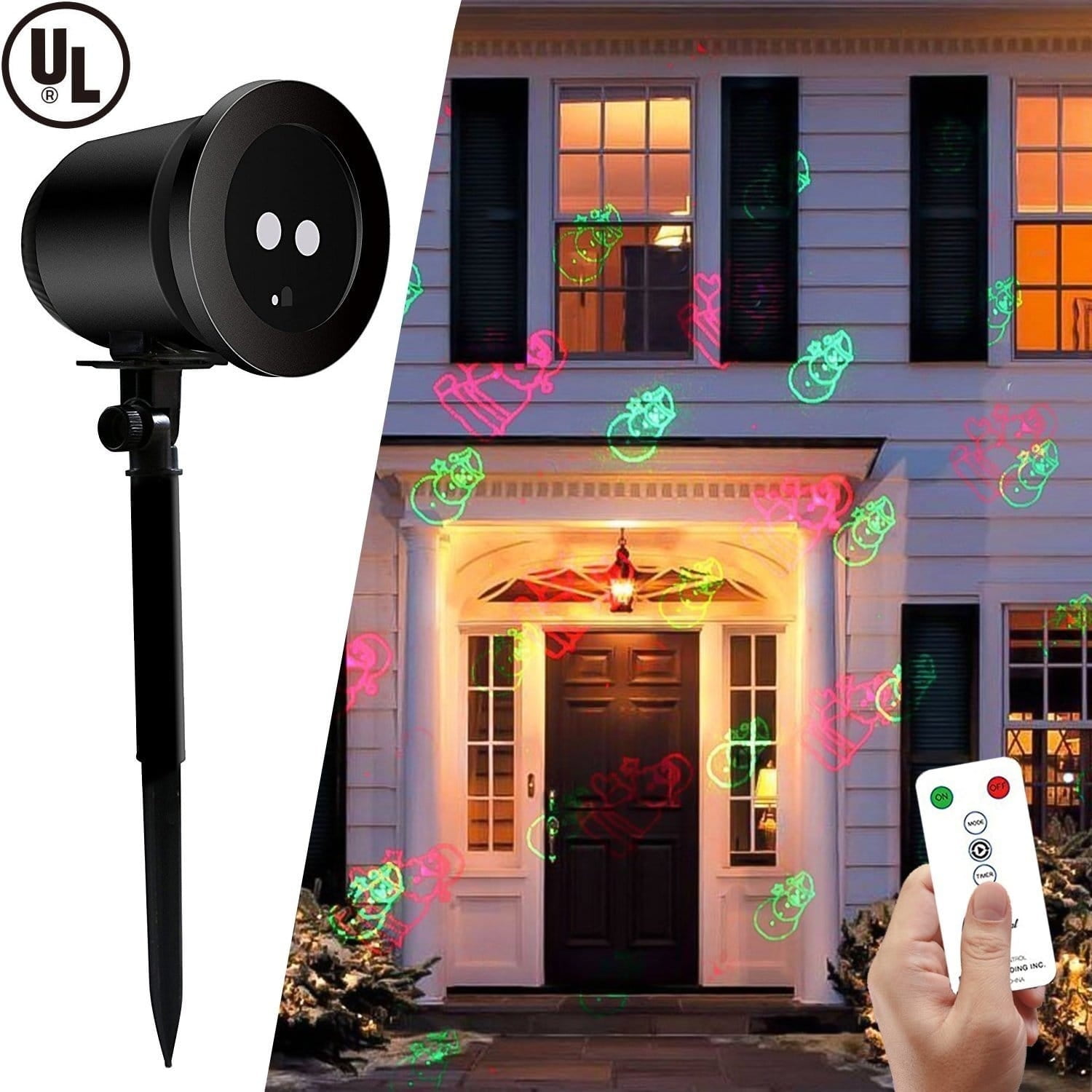 Christmas Festival LED Laser Light Shower Projector Light - Santa \u0026 Snowman