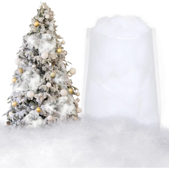 Christmas Fiber Artificial Snow Fake Indoor Snow Blanket Fluffy Fiber Snow for Winter Mantle Village, Nativity and Easy Christmas Display Decoration (1 pack)
