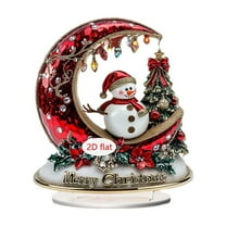 Taicans Christmas Figurine Santa Claus Snowman Acrylic Flat Decoration - Snowman,Moon,Tree & Glitter Decorations,Shatterproof,Multi-Purpose Holiday Ornament for Home & Gift
