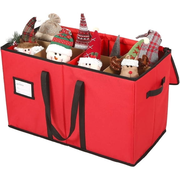 Christmas Figurine Storage Box & Nutcracker Storage Container, 600D Canvas,Keeps 8 Holiday Figurines,15 Inches,Adjustable Area & Pockets for Decorations$$Home Decor, Kitchen, & Other