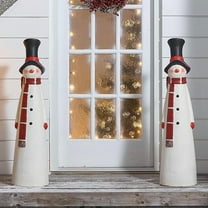 Christmas Figurines, Holiday Decorations, Handcrafted Santa and Snowman Figurines with Weather-Resistant Coating, Wood-Like Resin Desktop Or Outdoor Holiday Decor Gift