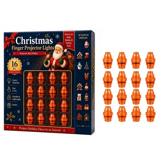 Christmas Finger Projector Lights, 16 Mini Magical Festive Designs Gift Box,Christmas Light Up Led Finger Lights, Stocking Stuffers Xmas Party Supplies