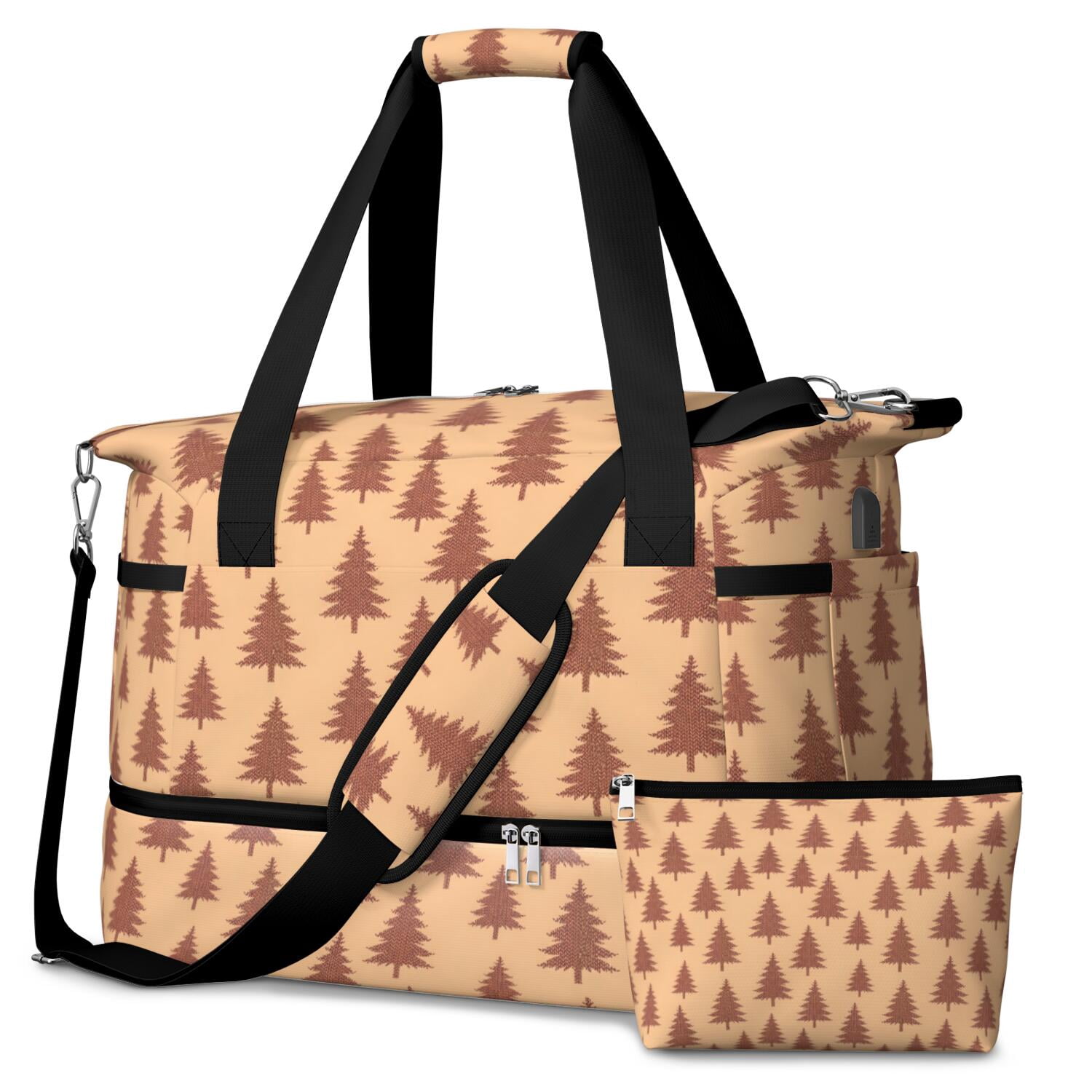 Christmas Fir Tree Knit Pattern Gym Duffel Bag 2 Piece Set, Travel ...