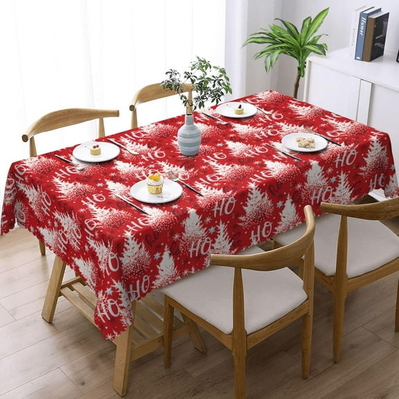 Christmas Fir Trees and Pines Tablecloth Rectangle, New Year Table Cloth Xmas Washable Table Cover for Holiday/Picnic/Dining/Party Decoration, 60 X 84 Inch