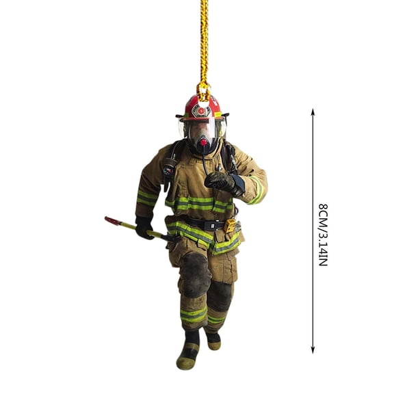 Christmas Firefighter Ornaments Personalized Fireman Acrylic Ornament Double Print Hanging Pendant for Christmas Tree Car Rearview Mirror Unique Firefighter Xma