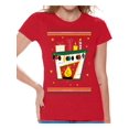 thumbnail image 1 of Christmas Fireplace T-Shirt for Women Merry Christmas Women Shirt Happy New Year 2021 Tee for Her Cozy Fireplace Funny Xmas 2020 Ladies Top Happy Holidays Xmas Party Outfit, 1 of 4