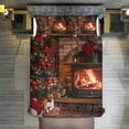 Christmas Fireplace Tree Warm Indoor Quilt Cover Set Fashionable
