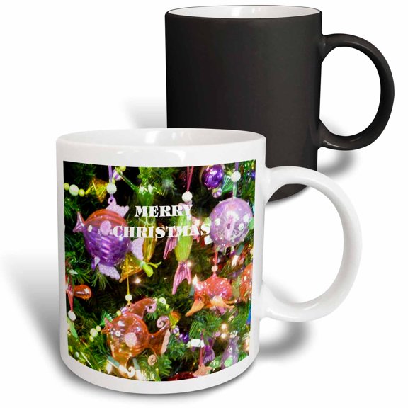 3drose, Christmas Fish N Holiday Wishes, 11oz Magic Transforming Mug
