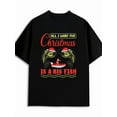 thumbnail image 1 of Christmas Fish T-Shirt men 180G 100% Cotton black Funny Unisex Shirt Crewneck tshirts Trendy Unisex Shirt Short Sleeve tshirts Casual Unisex Shirt Short Sleeve tshirts, 1 of 8