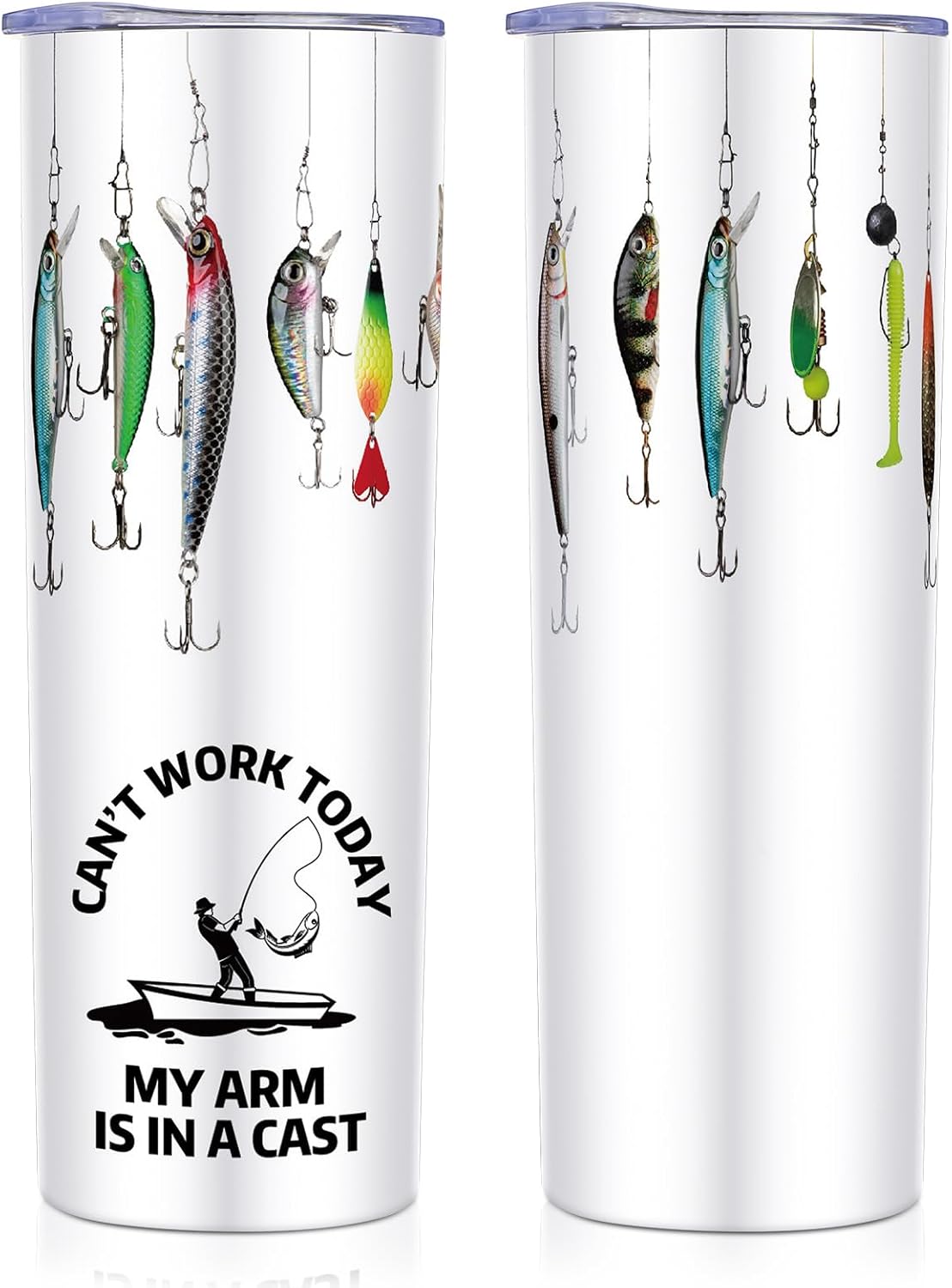 Fishing-Themed Insulated Tumbler 20 Oz - Double-Walled Stainless Steel, Hot/Cold, Gift For Anglers