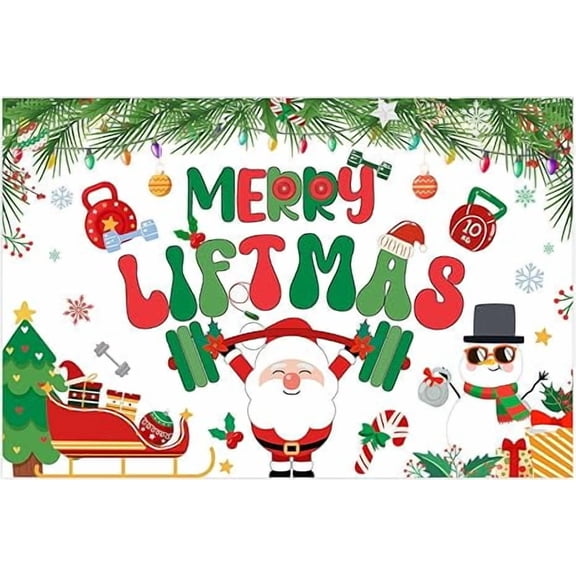 Christmas Fitness Party Decorations7*5 ft Merry Liftmas Backdrop Sports Christmas Background Decoration Sports Themed Christmas Merry Liftmas Gym Christmas Supplies for Christmas Day