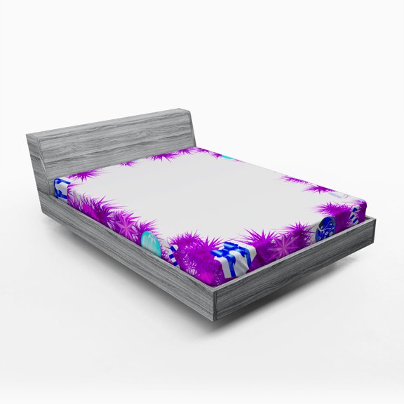 Ambesonne Christmas Fitted Sheet, Fir Vibrant, Full Size, Multicolor