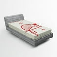 thumbnail image 1 of Ambesonne Christmas Fitted Sheet, Sleeping Cat, Twin Size, Red, 1 of 2