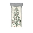 thumbnail image 1 of Christmas Fitted Sheet & Pillow Sham Set, Fairies with Wands and Tree Hand Drawn Style with Wreath and Stockings Image, Decorative Printed 4 Piece Bedding Decor Set, Twin, Red and Green, by Ambesonne, 1 of 3